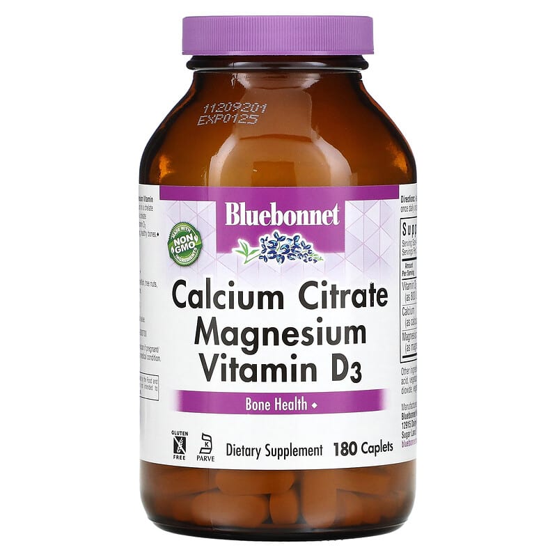 Bluebonnet Nutrition Calcium Citrate Magnesium Vitamin D3 180 Caplets 1 Bluebonnet Nutrition Calcium Citrate Magnesium Vitamin D3 180 Caplets 743715007178