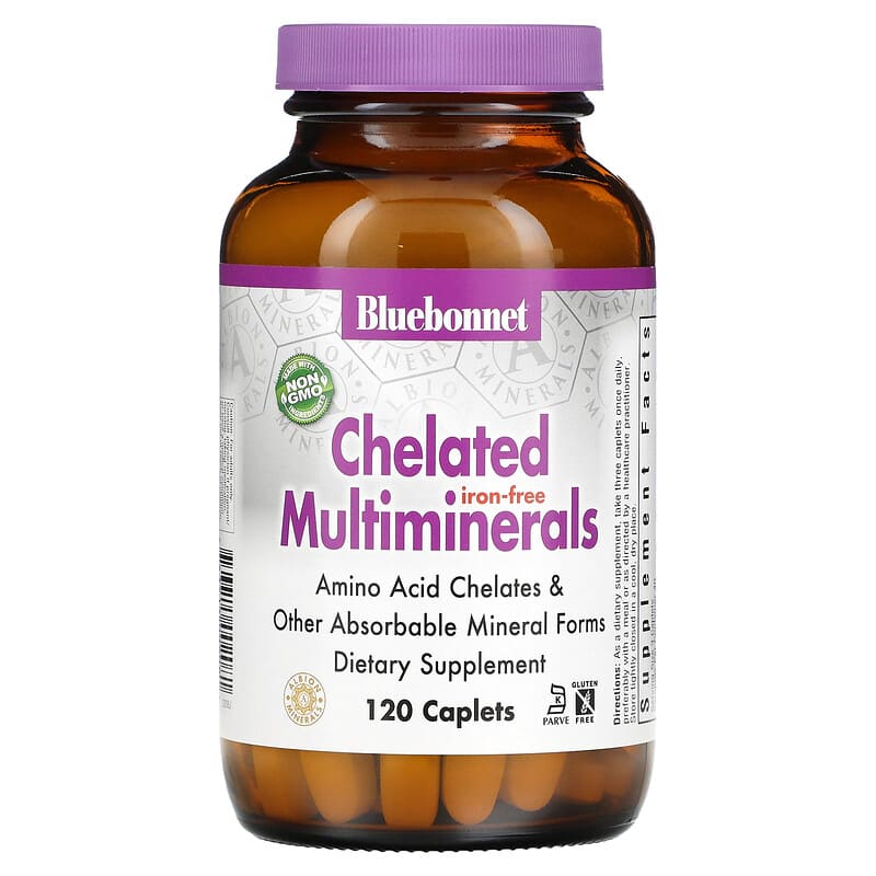 Bluebonnet Nutrition Chelated Multiminerals Iron Free 120 Caplets 1 Bluebonnet Nutrition Chelated Multiminerals Iron Free 120 Caplets 743715002081