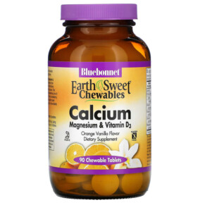 Bluebonnet Nutrition EarthSweet Chewables Calcium Magnesium & Vitamin D3 Orange Vanilla 90 Chewable Tablets 743715007437