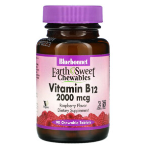 Bluebonnet Nutrition EarthSweet Chewables Vitamin B12 Raspberry 2.000 mcg 90 Chewable Tablets 743715004368