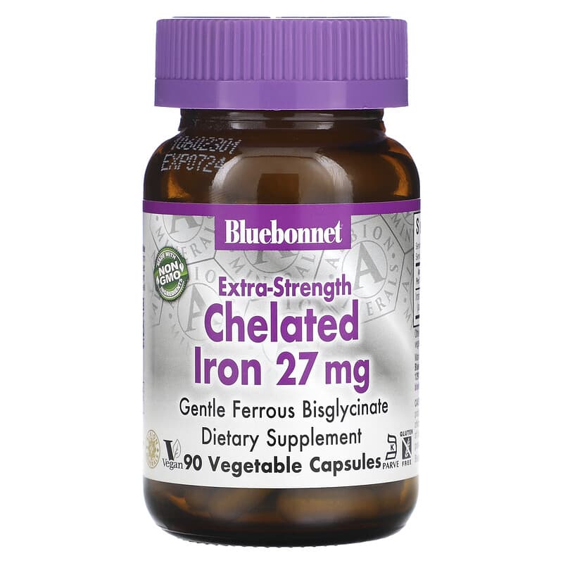 Bluebonnet Nutrition Extra Strength Chelated Iron 27 mg 90 Vegetable viên 1 Bluebonnet Nutrition Extra Strength Chelated Iron 27 mg 90 Vegetable Capsules 743715006706