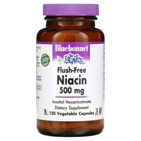 Bluebonnet Nutrition Flush-Free Niacin 500 mg 120 Vegetable Capsules 743715004641
