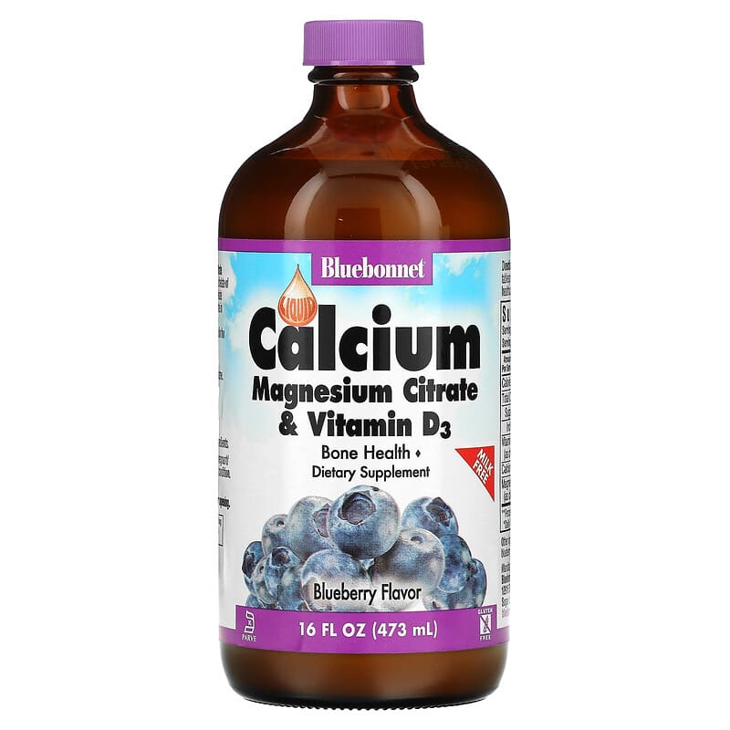 Bluebonnet Nutrition Liquid Calcium Magnesium Citrate Plus Vitamin D3 Natural Blueberry Flavor 16 oz (472 ml) 1 Bluebonnet Nutrition Liquid Calcium Magnesium Citrate & Vitamin D3 Blueberry 16 fl oz (473 ml) 743715006867