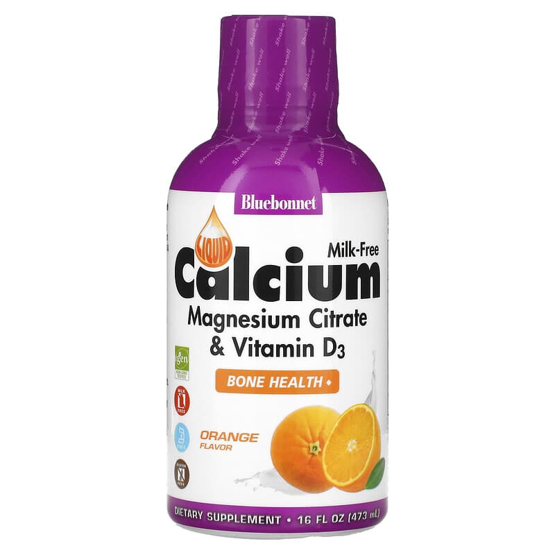 Bluebonnet Nutrition Liquid Calcium Magnesium Citrate Plus Vitamin D3 Natural Orange Flavor 16 oz (472 ml) 1 Bluebonnet Nutrition Liquid Calcium Magnesium Citrate & Vitamin D3 Orange 16 fl oz (473 ml) 743715006904
