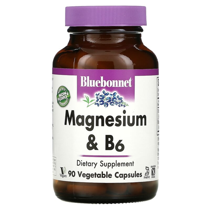 Bluebonnet Nutrition Magnesium & B6 90 Vegetable viên 1 Bluebonnet Nutrition Magnesium & B6 90 Vegetable Capsules 743715007352