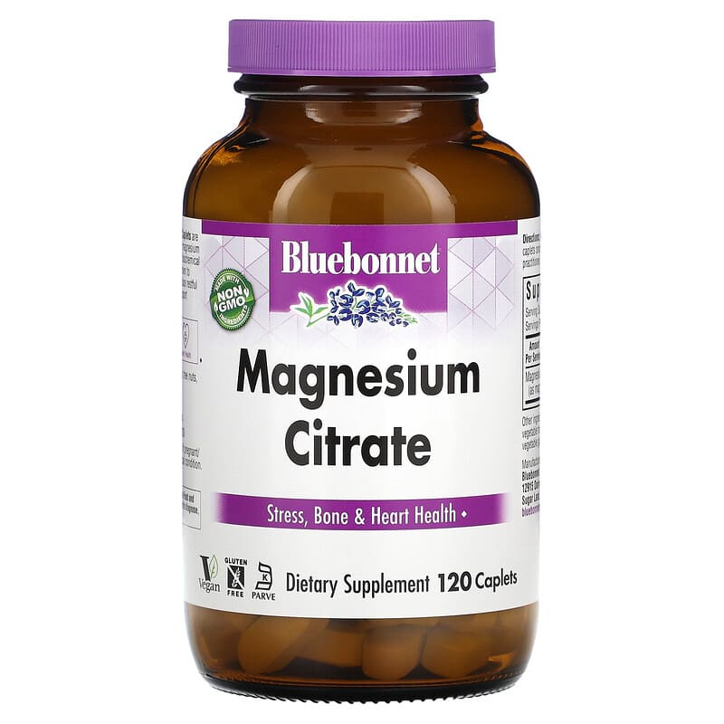 Bluebonnet Nutrition Magnesium Citrate 400 mg 120 Caplets 1 Bluebonnet Nutrition Magnesium Citrate 120 Caplets 743715007314