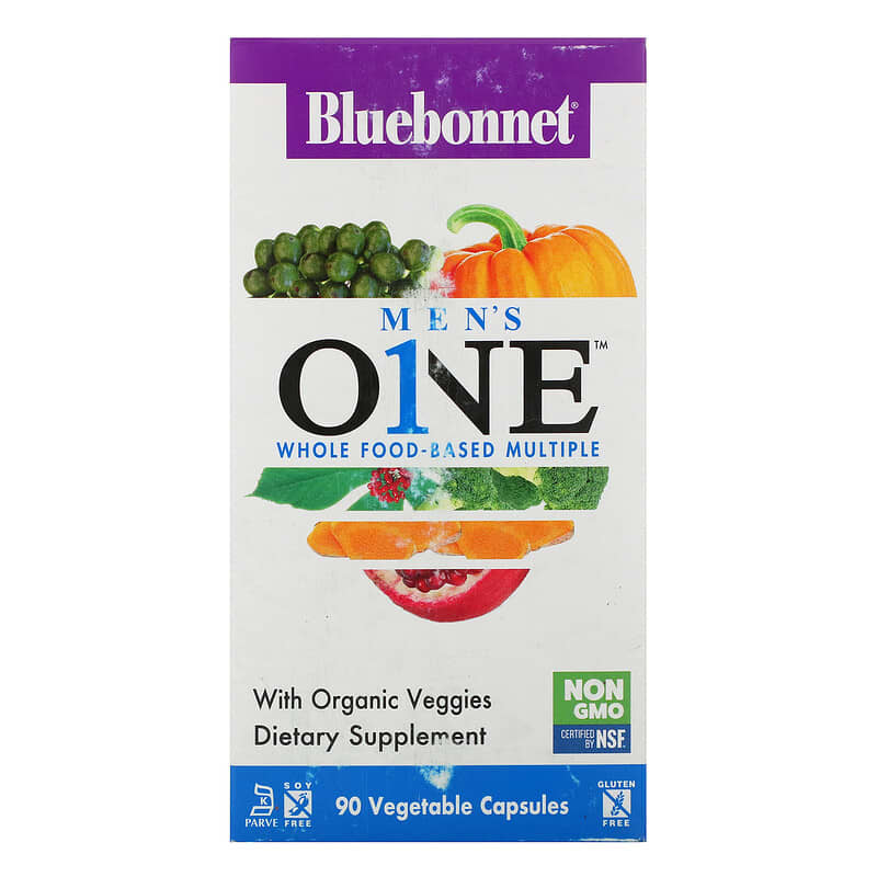 Bluebonnet Nutrition Men's ONE Whole Food-Based Multiple 90 Vegetable viên 1 Bluebonnet Nutrition Men's ONE Whole Food-Based Multiple 90 Vegetable Capsules 743715001435