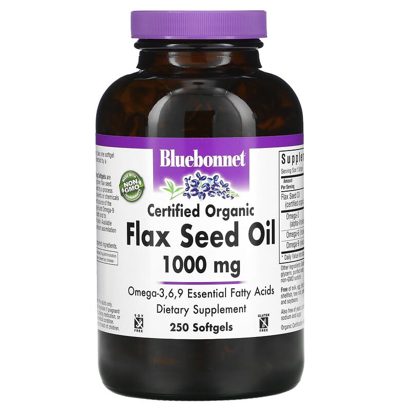 Bluebonnet Nutrition Organic Flax Seed Oil 1,000 mg 250 Softgels 1 Bluebonnet Nutrition Organic Flax Seed Oil 1.000 mg 250 Softgels 743715009233