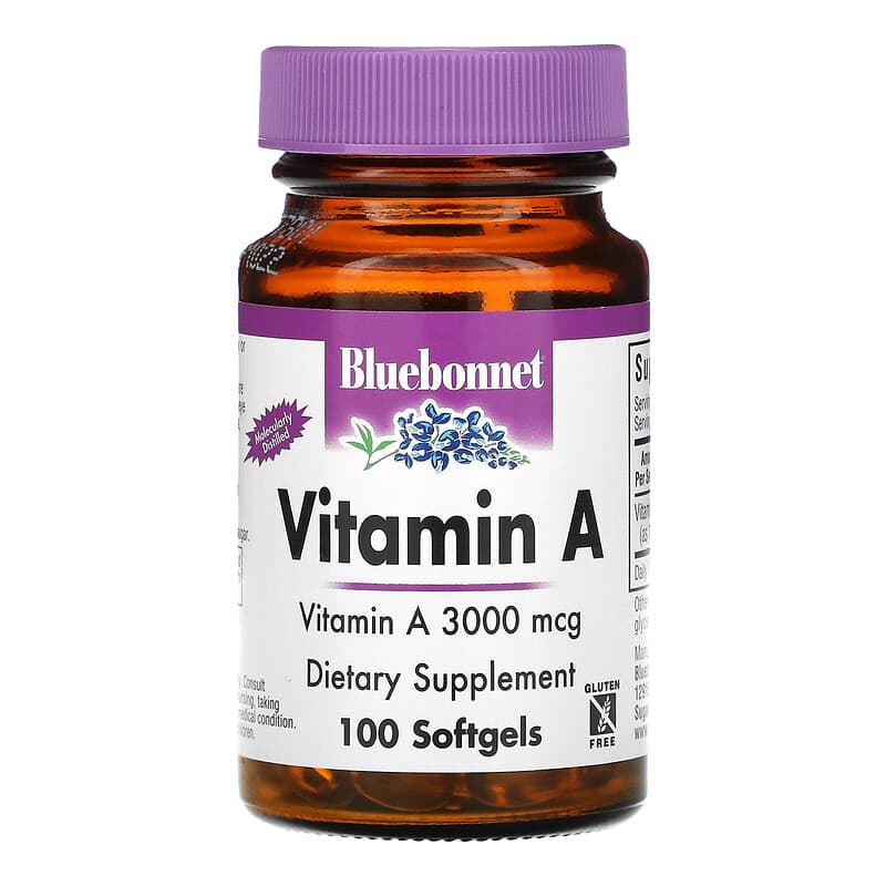 Bluebonnet Nutrition Vitamin A 3,000 mcg 100 Softgels 1 Bluebonnet Nutrition Vitamin A 3.000 mcg 100 Softgels 743715002982