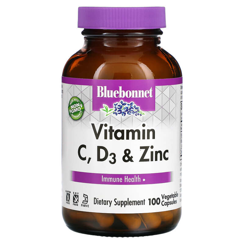 Bluebonnet Nutrition Vitamin C D3 & Zinc 100 Vegetable Capsules 1 Bluebonnet Nutrition Vitamin C D3 & Zinc 100 Vegetable Capsules 743715005570