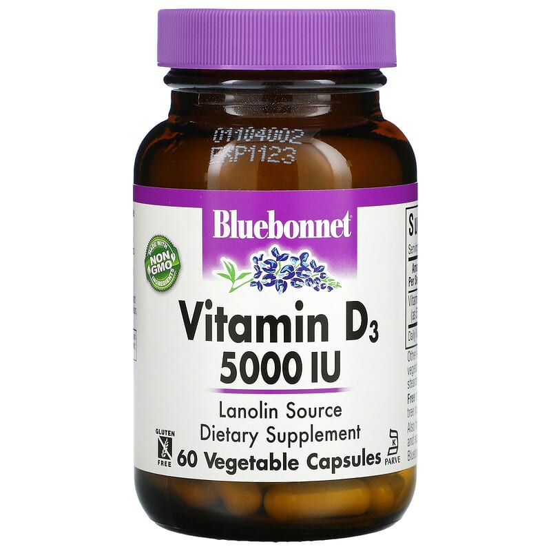 Bluebonnet Nutrition Vitamin D3 125 mcg (5,000 IU) 60 Vegetable viên 1 Bluebonnet Nutrition Vitamin D3 125 mcg (5.000 IU) 60 Vegetable Capsules 743715003682