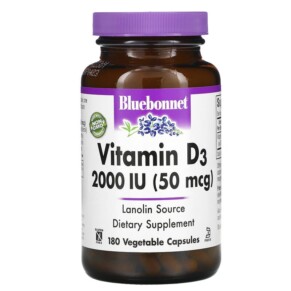 Bluebonnet Nutrition Vitamin D3 50 mcg (2.000 IU) 180 Vegetable Capsules 743715003156