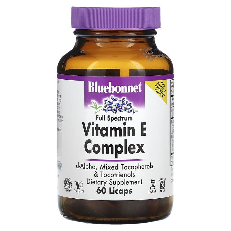 Bluebonnet Nutrition Vitamin E Complex 60 Licaps 1 Bluebonnet Nutrition Vitamin E Complex Full Spectrum 60 Licaps 743715006010