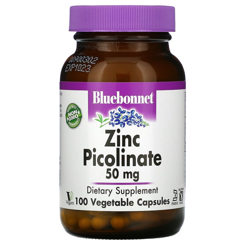 Bluebonnet Nutrition Zinc Picolinate 50 mg 100 Vegetable viên 1 Bluebonnet Nutrition Zinc Picolinate 50 mg 100 Vegetable Capsules 743715007406
