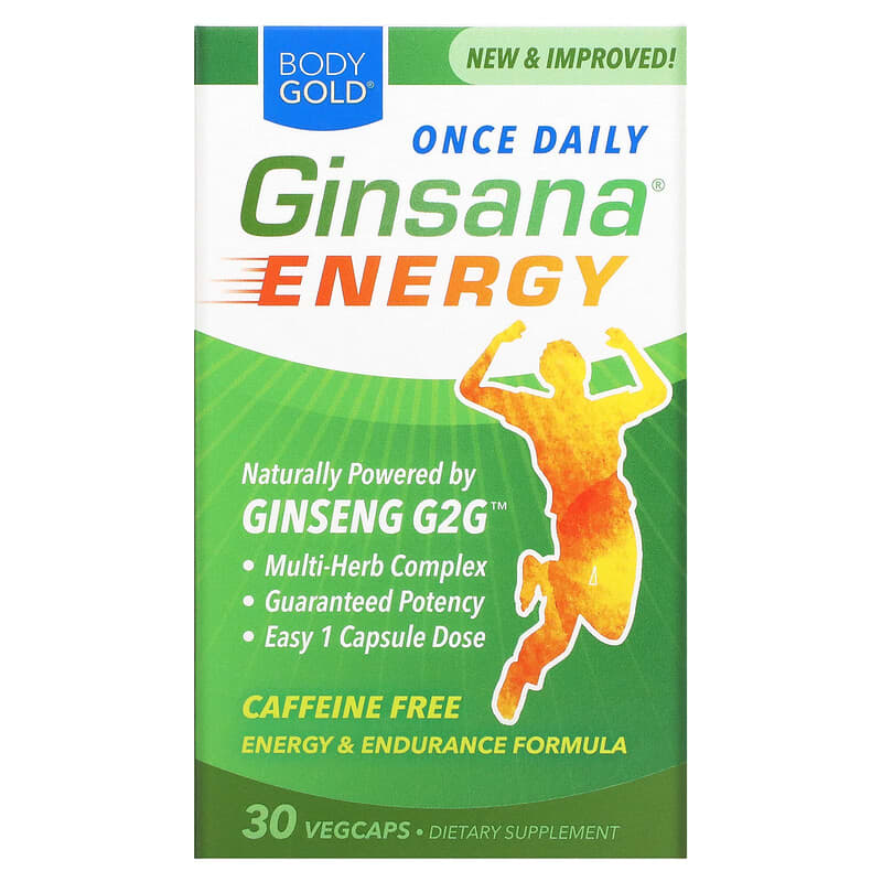 BodyGold Ginsana Energy Caffeine Free 30 VegCaps 1 BodyGold Ginsana Energy Caffeine Free 30 VegCaps 793190710964