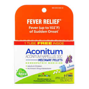 Boiron Aconitum Fever Relief Meltaway Pellets 30C 3 Tubes 80 Pellets Each 306969003541