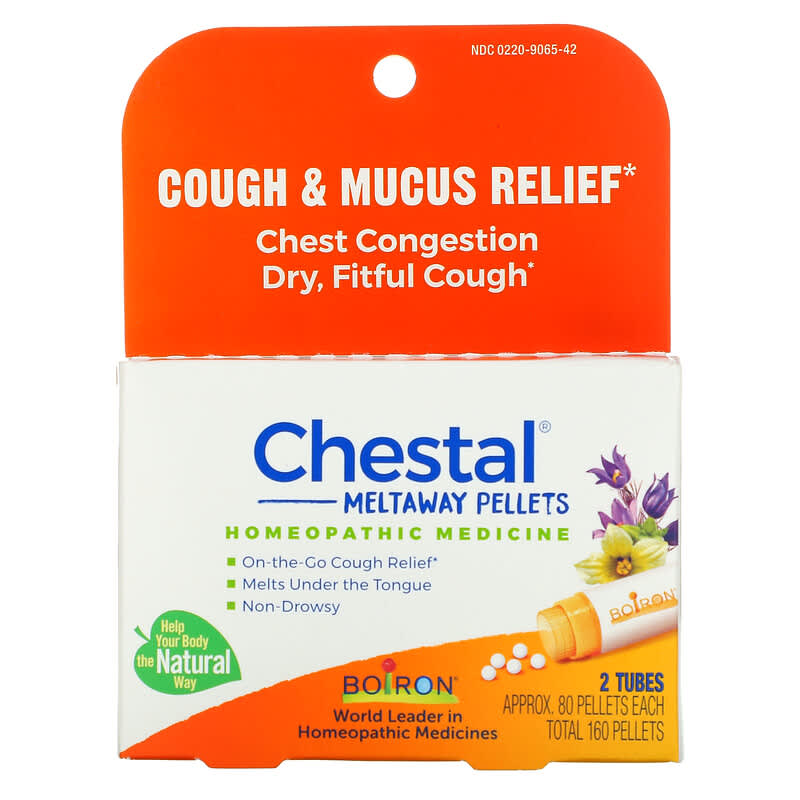 Boiron Chestal Meltaway Pellets Cough & Mucus Relief 2 Tubes Approx. 80 Pellets Each 1 Boiron Chestal Meltaway Pellets Cough & Mucus Relief 2 Tubes Approx. 80 Pellets Each 306969065426