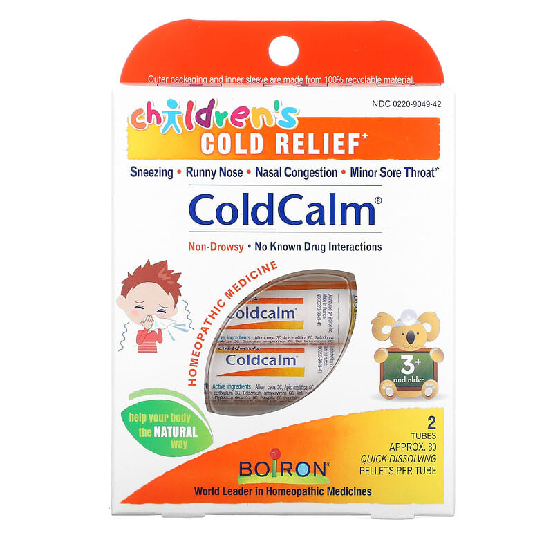Boiron Coldcalm Children's Cold Relief 3+ and Older 2 Tubes Approx. 80 Quick Dissolving Pellets Each 1 Boiron Coldcalm Children's Cold Relief 3+ and Older 2 Tubes Approx. 80 Quick Dissolving Pellets Each 306969049426