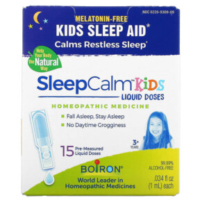 Boiron Kids SleepCalm Liquid Doses 3+ Years Melatonin-Free 15 Pre-Measured Liquid Doses 0.034 fl oz (1 ml) Each 306969309094