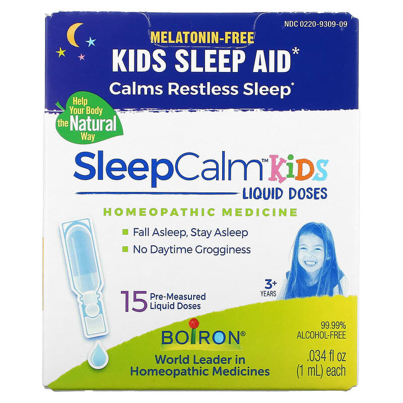 Boiron Kids SleepCalm Liquid Doses 3+ Years Melatonin-Free 15 Pre-Measured Liquid Doses 0.034 fl oz (1 ml) Each 1 Boiron Kids SleepCalm Liquid Doses 3+ Years Melatonin-Free 15 Pre-Measured Liquid Doses 0.034 fl oz (1 ml) Each 306969309094