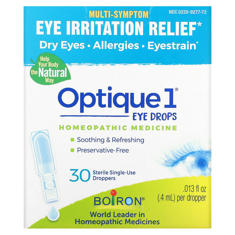 Boiron Optique 1 Eye Irritation Relief Eye Drops 30 Sterile Single-Use Droppers 0.013 fl oz (0.4 ml) Each 1 Boiron Optique 1 Eye Irritation Relief Eye Drops 30 Sterile Single-Use Droppers 0.013 fl oz (0.4 ml) Each 306969277720