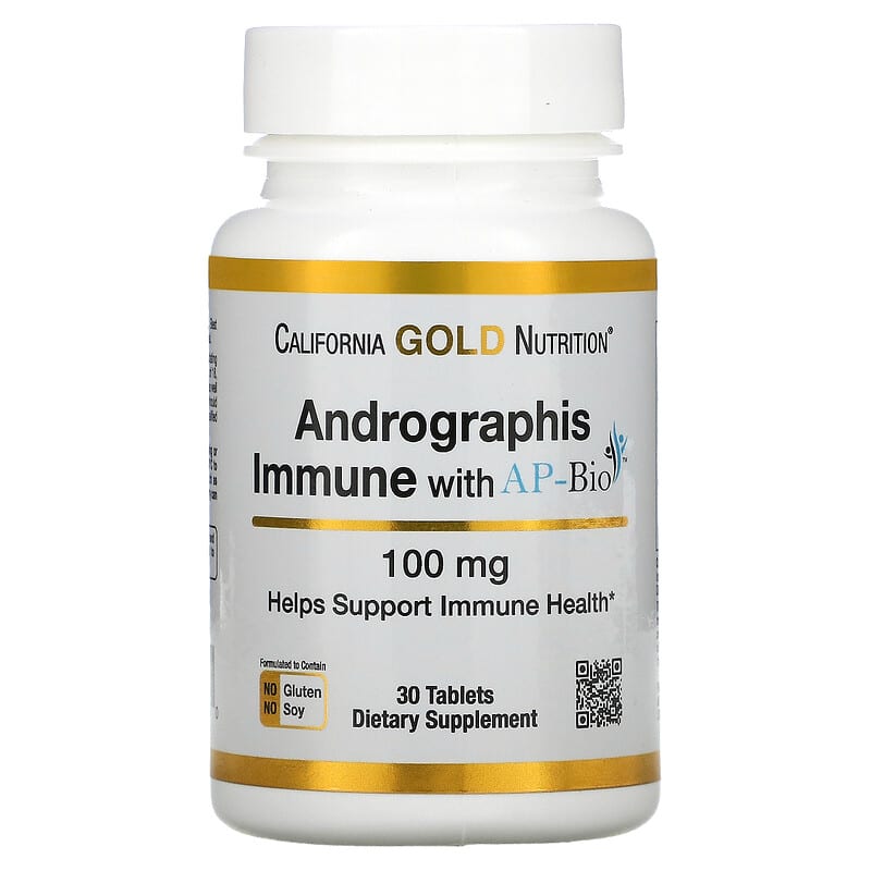 California Gold Nutrition Andrographis Immune with AP-BIO 100 mg 30 Tablets 1 California Gold Nutrition Andrographis Immune with AP-BIO 100 mg 30 Tablets 898220020300
