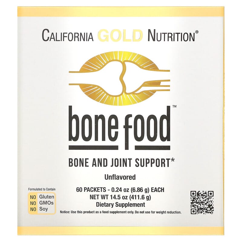 California Gold Nutrition Bone Food 60 Packets 0.24 oz (6.86 g) 1 California Gold Nutrition Bone Food 60 Packets 0.24 oz (6.86 g) 898220020676