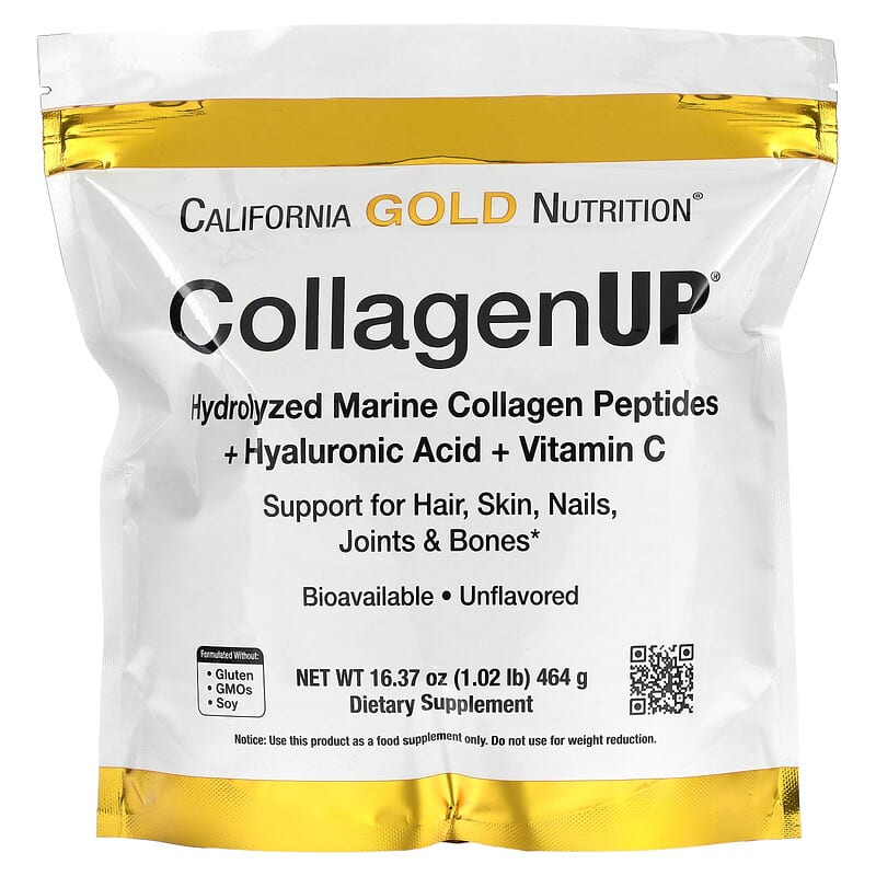 California Gold Nutrition CollagenUP Hydrolyzed Marine Collagen Peptides with Hyaluronic Acid and Vitamin C Unflavored 16.37 oz (464 g) 1 California Gold Nutrition CollagenUP Hydrolyzed Marine Collagen Peptides with Hyaluronic Acid and Vitamin C Unflavored 16.37 oz (464 g) 898220010325