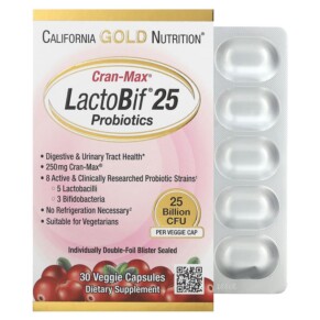 California Gold Nutrition CranMax® LactoBif Probiotics 25 Billion CFU 30 Veggie Caps 898220013340