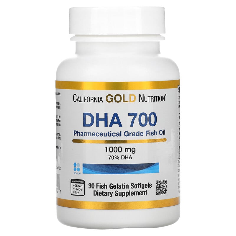 California Gold Nutrition DHA 700 Fish Oil Pharmaceutical Grade 1,000 mg 30 Fish Gelatin Softgels 1 California Gold Nutrition DHA 700 Fish Oil Pharmaceutical Grade 1.000 mg 30 Fish Gelatin Softgels 898220012527