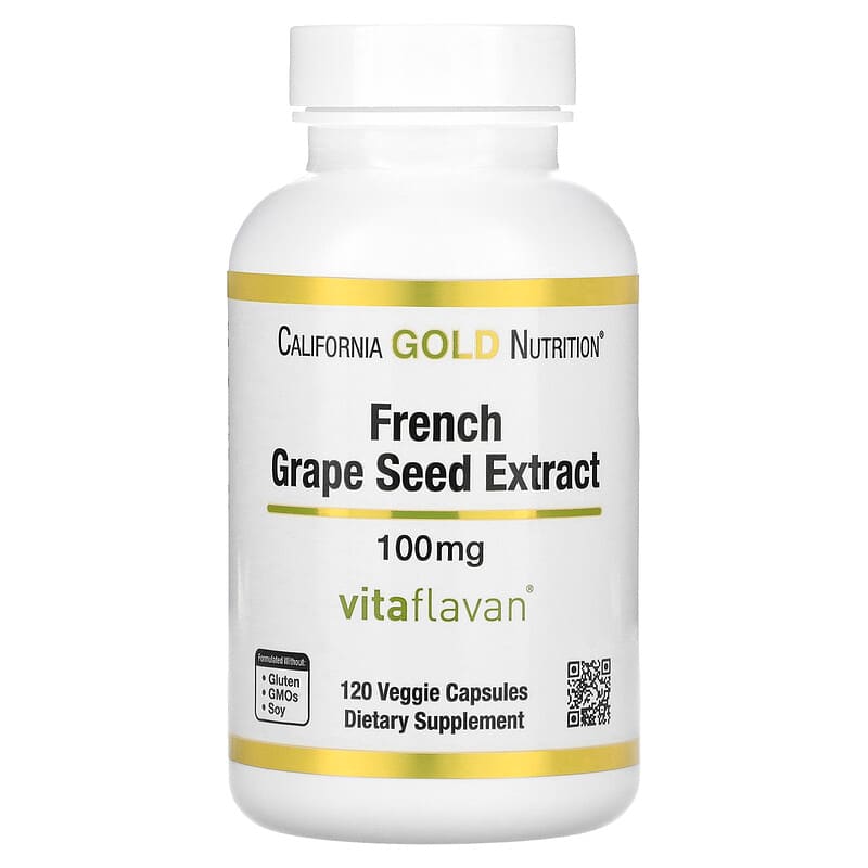 California Gold Nutrition French Grape Seed Extract Vitaflavan 100 mg 120 Veggie Capsules 1 California Gold Nutrition French Grape Seed Extract Vitaflavan 100 mg 120 Veggie Capsules 898220011940
