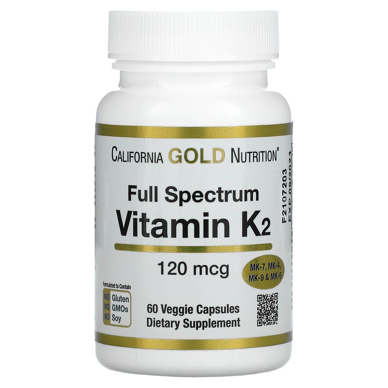 California Gold Nutrition Vitamin K2 (MK-4 MK-6 MK-7 MK-9) 120 mcg 60 viên 1 California Gold Nutrition Full Spectrum Vitamin K2 120 mcg 60 Veggie Capsules 898220012992