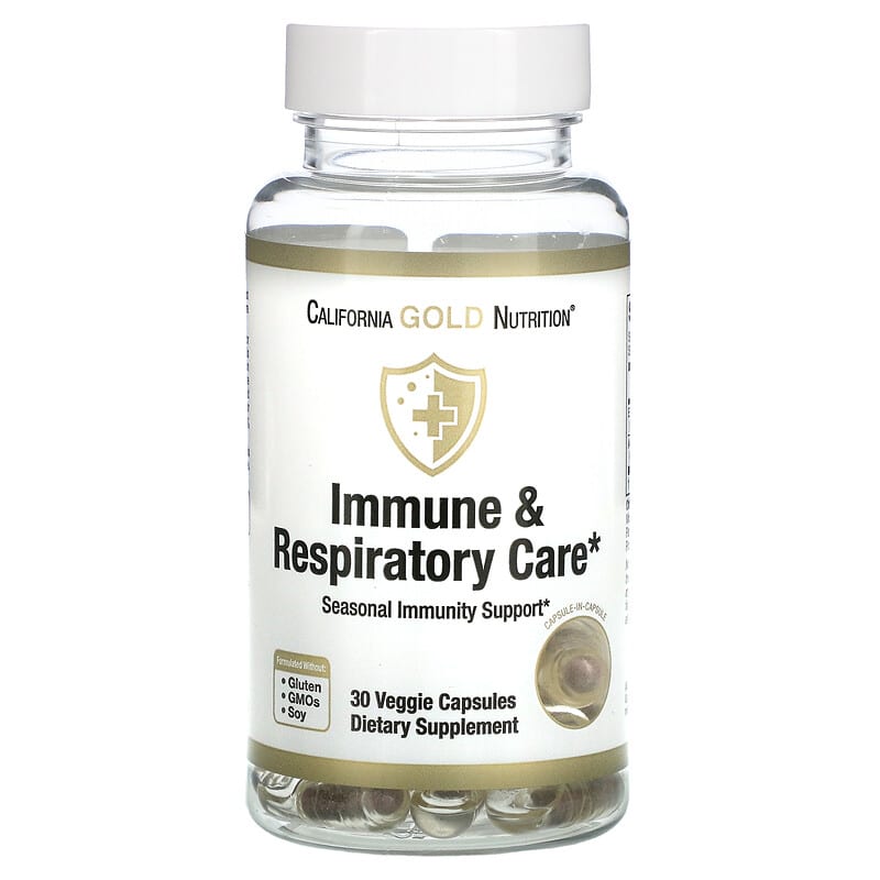 California Gold Nutrition Immune & Respiratory Care 30 Veggie Capsules 1 California Gold Nutrition Immune & Respiratory Care 30 Veggie Capsules 898220019182