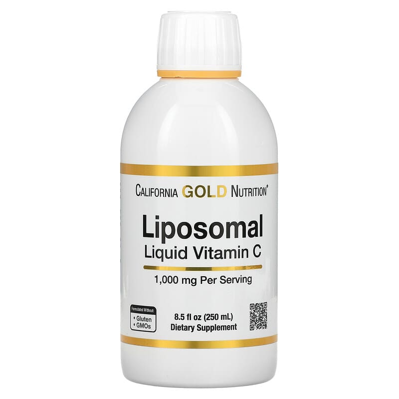 California Gold Nutrition Liposomal Liquid Vitamin C Unflavored 1,000 mg 8.5 oz (250 ml) 1 California Gold Nutrition Liposomal Liquid Vitamin C 1.000 mg 8.5 fl oz (250 ml) 898220018390
