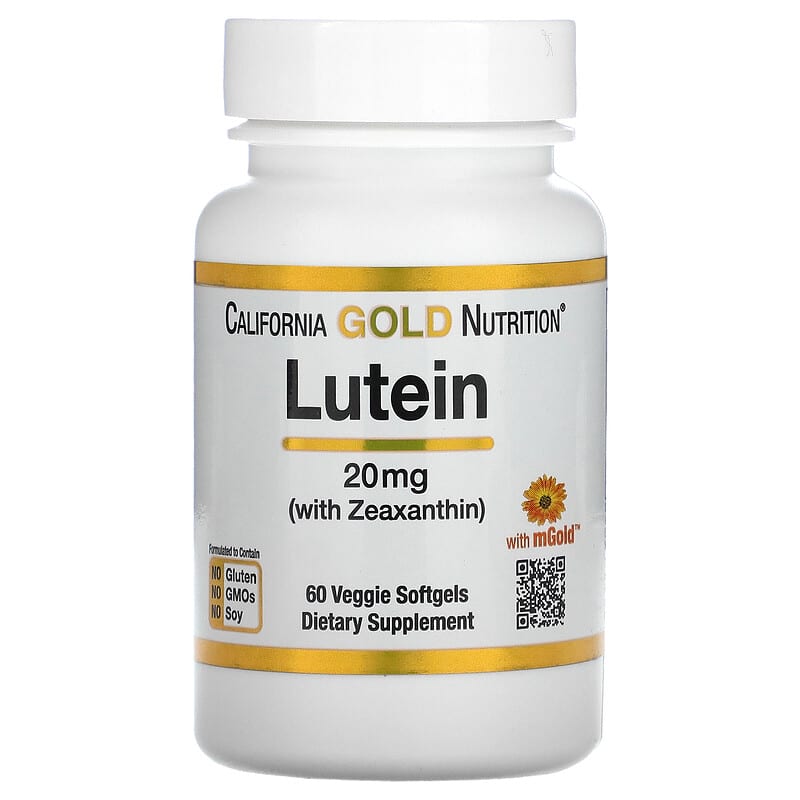 California Gold Nutrition Lutein with Zeaxanthin 20 mg 60 Veggie Softgels 1 California Gold Nutrition Lutein with Zeaxanthin 20 mg 60 Veggie Softgels 898220014088