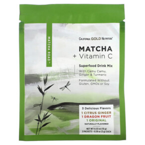 California Gold Nutrition MATCHA ROAD Matcha + Vitamin C - Trial Pack 3 Count 898220021635