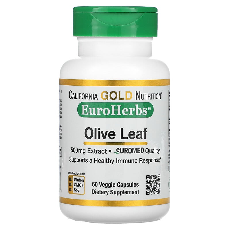 California Gold Nutrition Olive Leaf Extract EuroHerbs European Quality 500 mg 60 Veggie Capsules 1 California Gold Nutrition Olive Leaf Extract EuroHerbs European Quality 500 mg 60 Veggie Capsules 898220011131