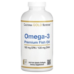 California Gold Nutrition Omega-3 Premium Fish Oil 240 Fish Gelatin Softgels 898220013302