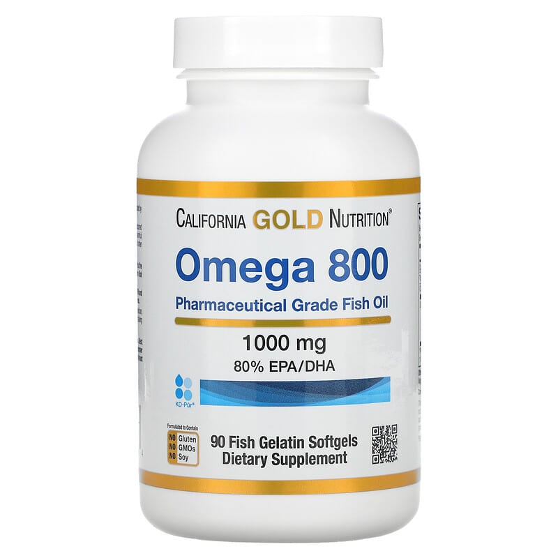 California Gold Nutrition Omega 800 Pharmaceutical Grade Fish Oil 80% EPA/DHA Triglyceride Form 1,000 mg 90 Fish Gelatin Softgels 1 California Gold Nutrition Omega 800 Pharmaceutical Grade Fish Oil 80% EPA/DHA Triglyceride Form 1.000 mg 90 Fish Gelatin Softgels 898220012664