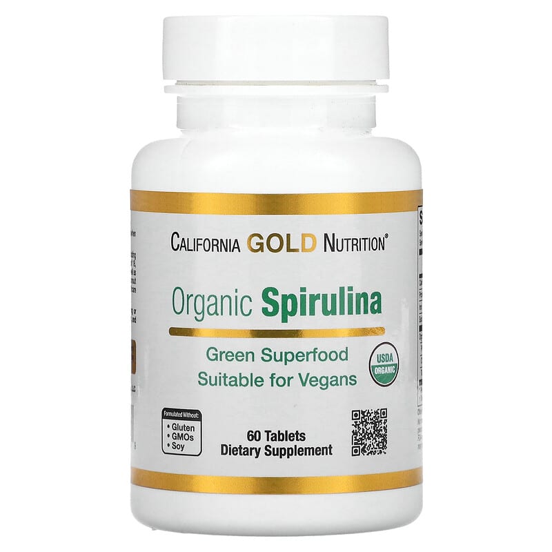 California Gold Nutrition Organic Spirulina USDA Organic 500 mg 60 viên 1 California Gold Nutrition Organic Spirulina 500 mg 60 Tablets 898220011759