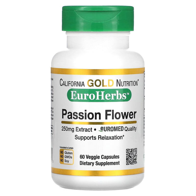 California Gold Nutrition Passion Flower EuroHerbs European Quality 250 mg 60 Veggie Capsules 1 California Gold Nutrition Passion Flower EuroHerbs European Quality 250 mg 60 Veggie Capsules 898220011155