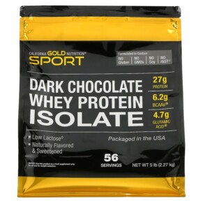 California Gold Nutrition SPORT - Dark Chocolate Whey Protein Isolate 5 lbs (2.27 kg) 898220012039