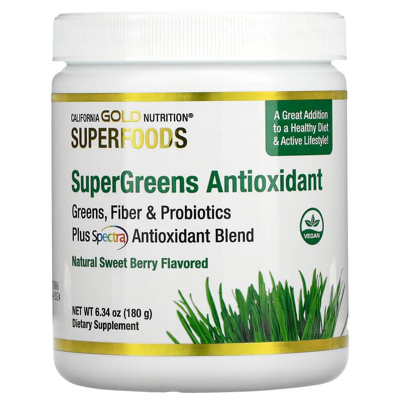 California Gold Nutrition SUPERFOOD - Supergreens Antioxidant Sweet Berry 6.34 oz (180 g) 1 California Gold Nutrition SUPERFOOD - Supergreens Antioxidant Sweet Berry 6.34 oz (180 g) 898220017812