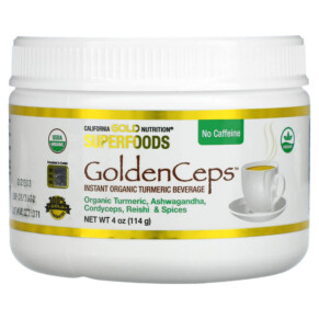 California Gold Nutrition SUPERFOODS - GoldenCeps Organic Turmeric with Adaptogens 4 oz (114 g) 898220014361