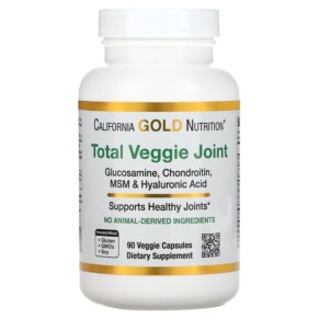 California Gold Nutrition Total Veggie Joint Support Formula With Glucosamine Chondroitin MSM and Hyaluronic Acid 90 Veggie Capsules 898220011568