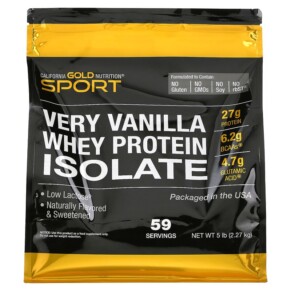 California Gold Nutrition Very Vanilla Whey Protein Isolate 5 lbs (2270 g) 898220012053