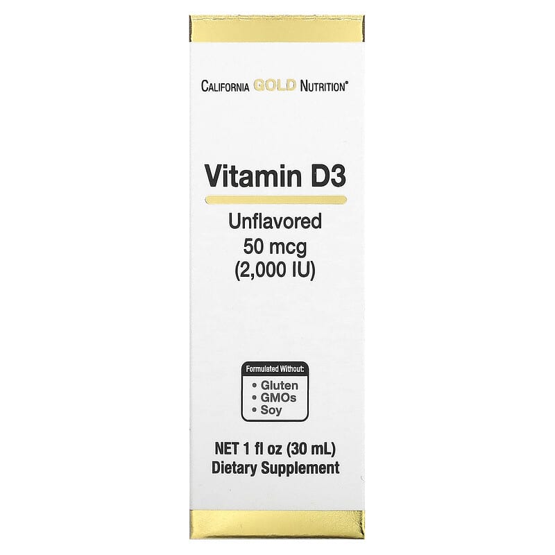 California Gold Nutrition Vitamin D3 (Unflavored) 2.000 IU 1 fl oz (30 ml) 1 California Gold Nutrition Vitamin D3 (Unflavored) 2.000 IU 1 fl oz (30 ml) 898220021154