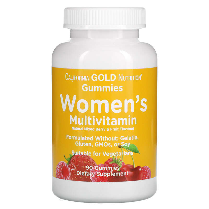 California Gold Nutrition Women's Multi Vitamin Mixed Berry and Fruit Flavor 90 Gummies 1 California Gold Nutrition Women’s Multivitamin Gummies Mixed Berry and Fruit Flavors 90 Gummies 898220011995