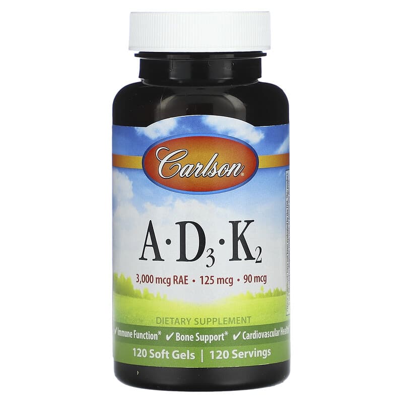 Carlson A D3 K2 120 Softgels 1 Carlson A D3 K2 120 Softgels 088395119101