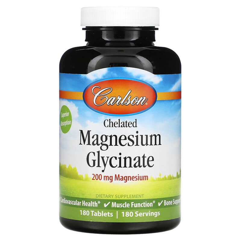 Carlson Labs Chelated Magnesium 200 mg 180 viên 1 Carlson Chelated Magnesium Glycinate 200 mg 180 Tablets 088395056123